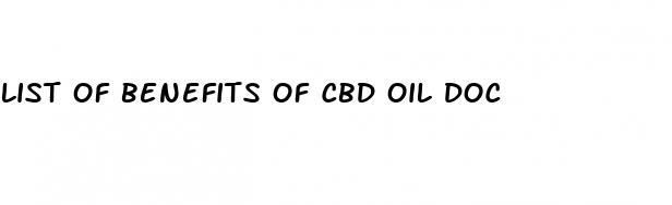 list of benefits of cbd oil doc